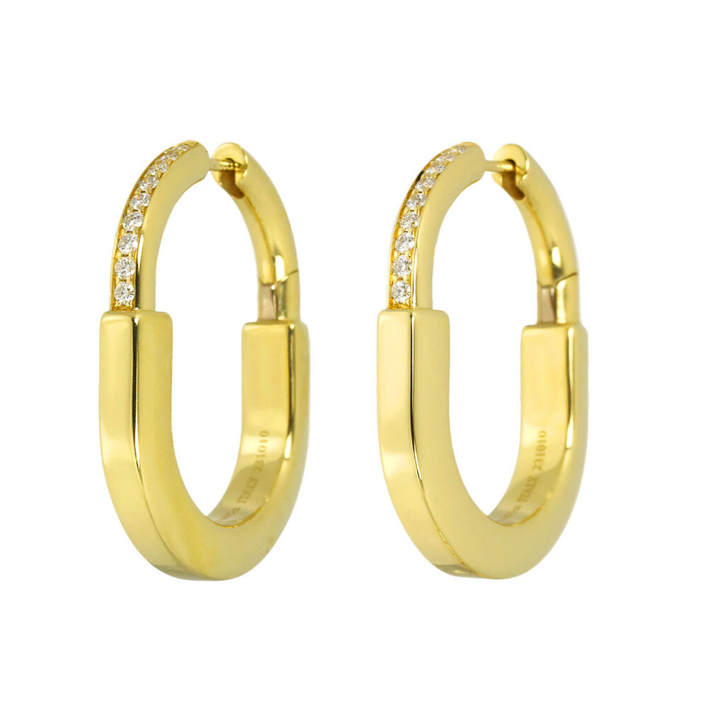 Tiffany & Co. Rock Medium Diamond Earrings, 0.095ct, 18K Yellow Gold 750, Pie...